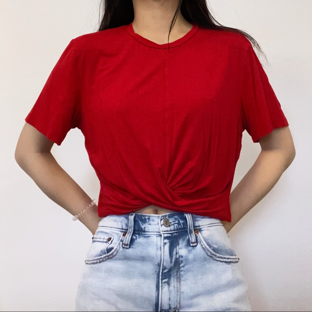 Red tie up t shirt